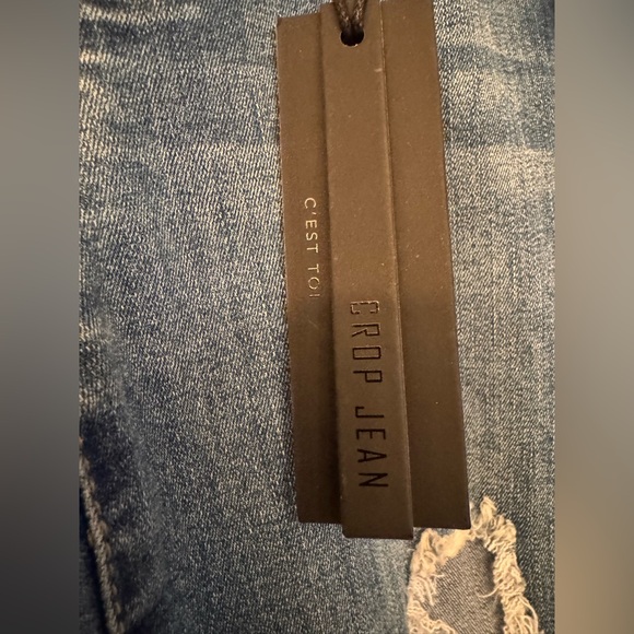 Black Label Crop Jeans C’est Toi Women's Blue Denim Distressed Jeans Size 26 - Picture 4 of 16